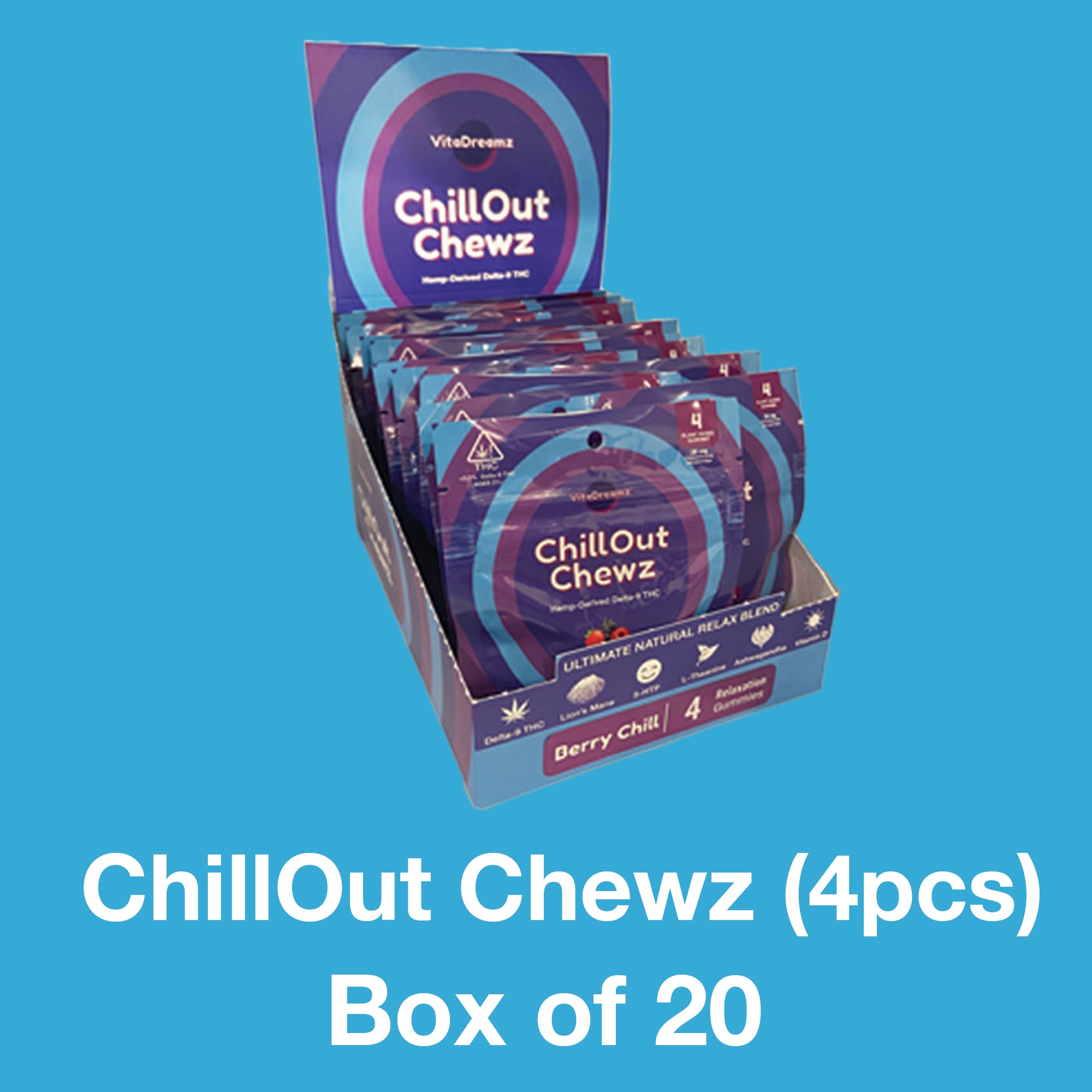 ChillOut Chewz (4ct) - Box of 20 ($3 per Bag) - VitaDreamz