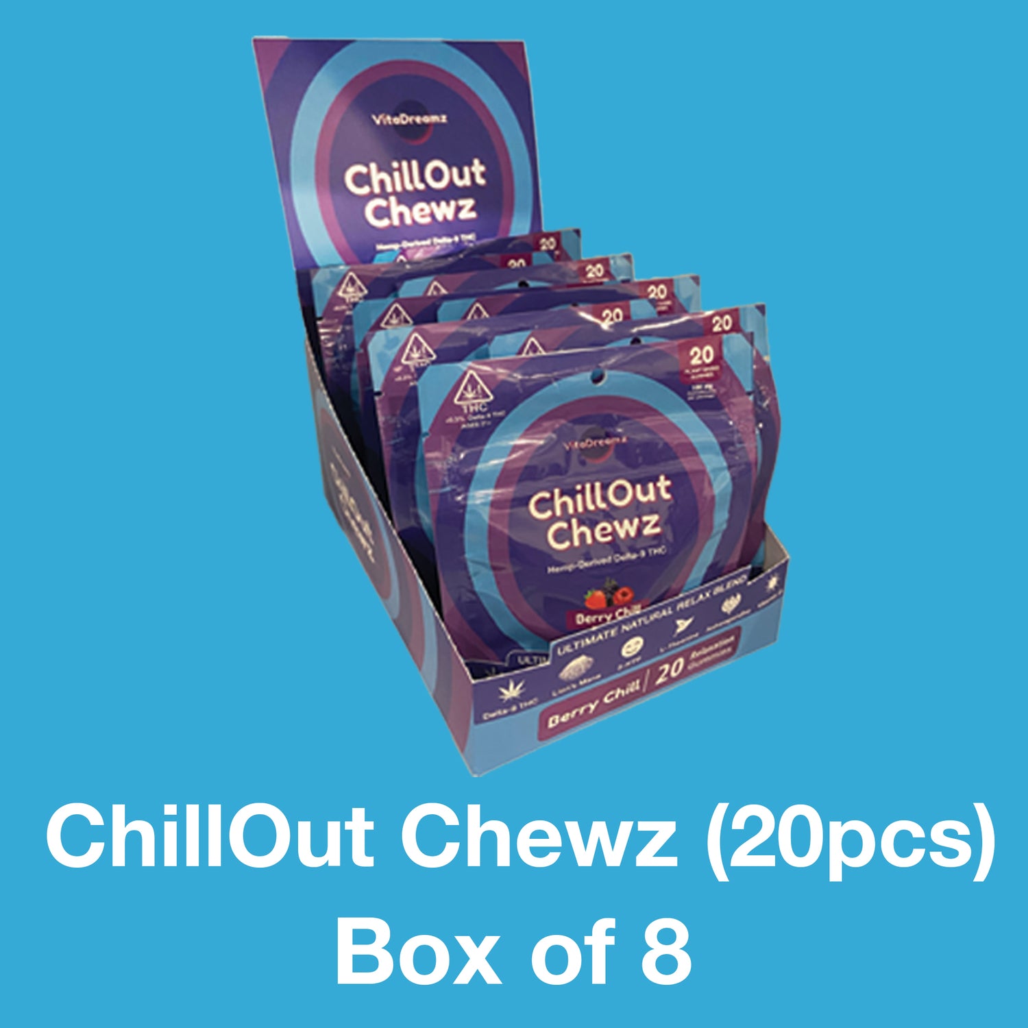 ChillOut CHewz (20ct) - Box of 8 Bags ($12.50 per Bag) - VitaDreamz