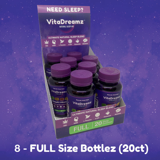 SleepEZ Pillowz FULL Size (20ct) - Box of 8 Bottles ($12.50 per Bottle) - VitaDreamz