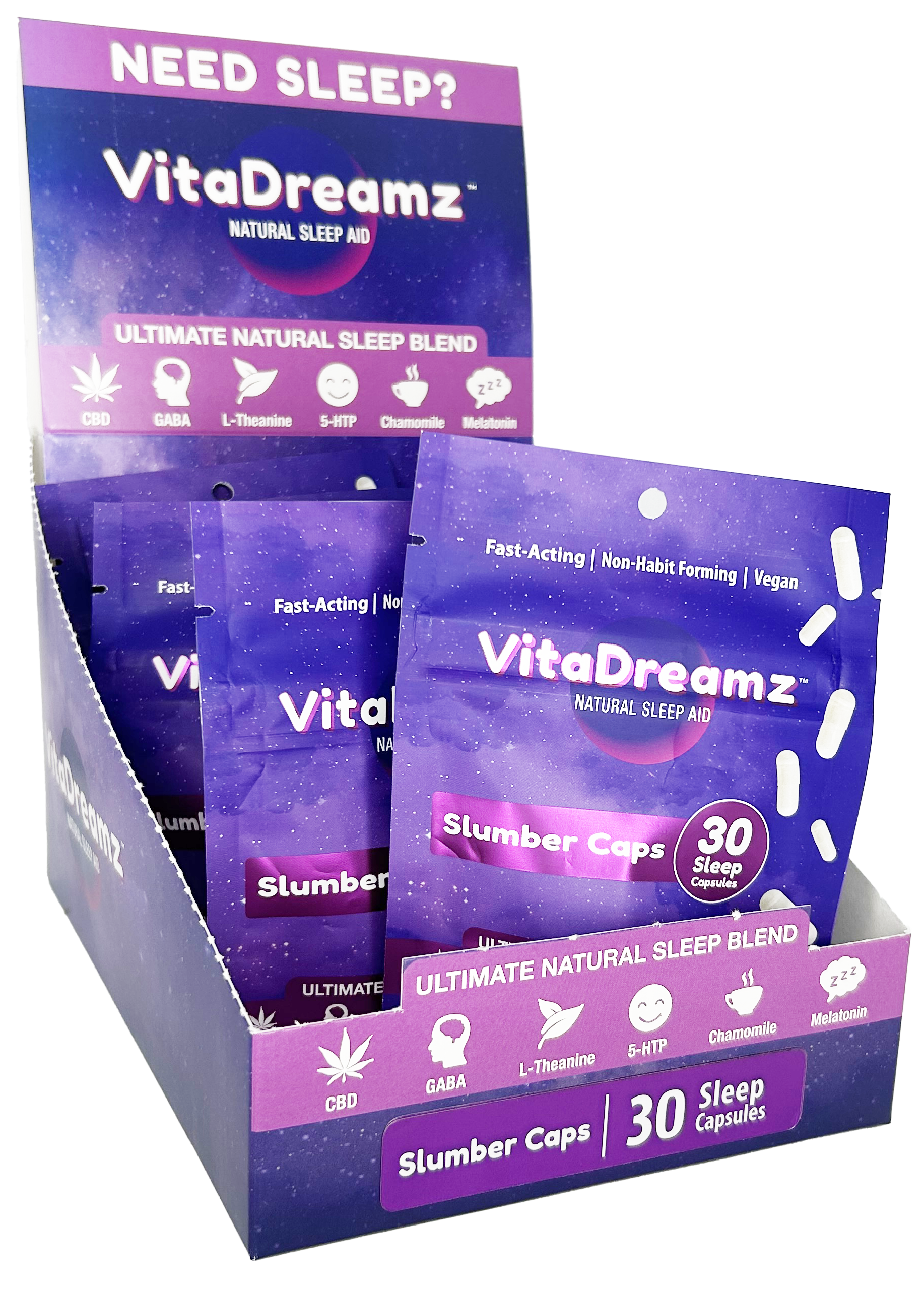 30ct -  Slumber Caps - Box of 10 Bags ($12.00 per Bag)